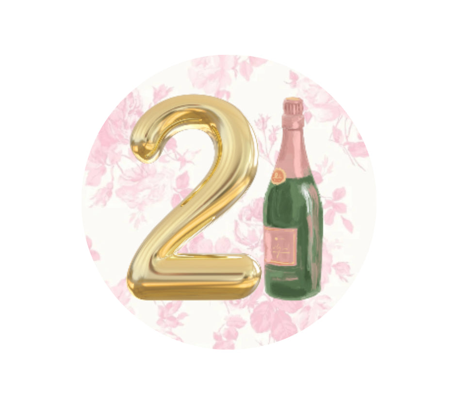 Birthday - 21 pink floral